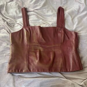 Vintage Burgundy Leather Crop Top Margaret Godfrey